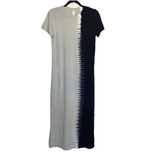 Lululemon La Relaxed Maxi Dress Size 4 Blue Gray Tie Dye Short Sleeve Long Comfy - Picture 2 of 12